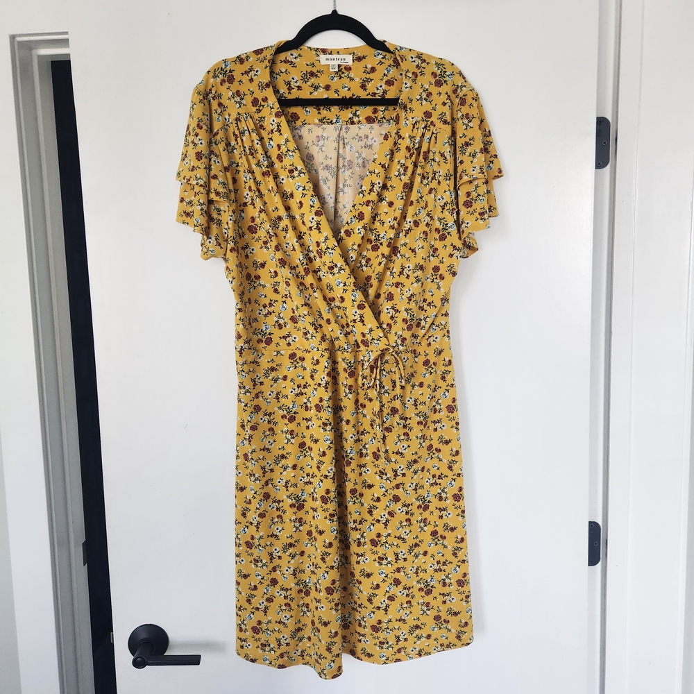 Monteau Yellow Floral Midi Dress